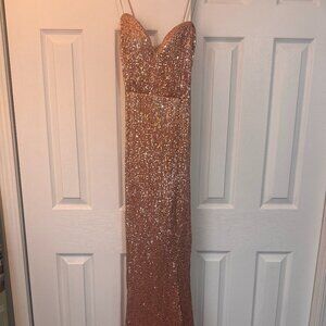 Fashion Nova Glittering Rose Gold Gown